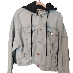 Zara TRF Collection Denim Jacket Hooded Size Small